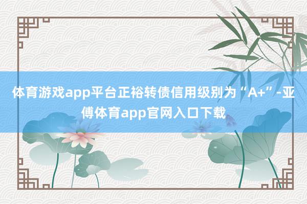 体育游戏app平台正裕转债信用级别为“A+”-亚傅体育app官网入口下载