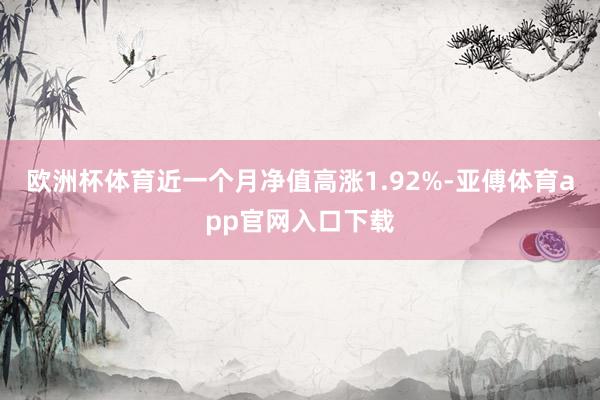欧洲杯体育近一个月净值高涨1.92%-亚傅体育app官网入口下载