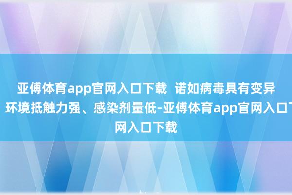 亚傅体育app官网入口下载  诺如病毒具有变异快、环境抵触力强、感染剂量低-亚傅体育app官网入口下载